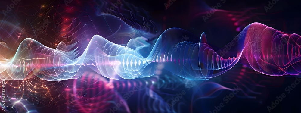 Poster colorful frequency synthesis visualizing the dynamics of digital sound