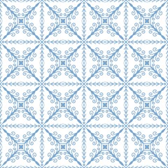 Fototapeta premium Elegant blue and white decorative pattern design, featuring a seamless and intricate illustration. Perfect for stylish and artistic themes.