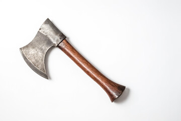 Antique Axe on White Background