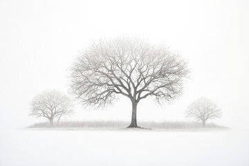 Silhouettes of Trees in Fog