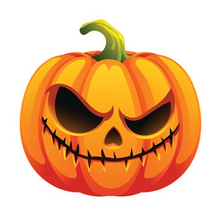 Spooky halloween pumpkin. Jack o lantern. Vector cartoon character illustration