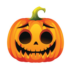 Halloween pumpkin with anxious expression. Vector cartoon character illustration