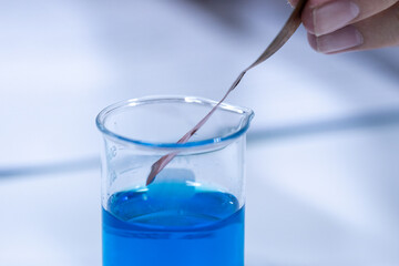Electroplating experiment in chemistry laboratory.