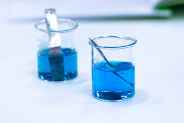 Electroplating experiment in chemistry laboratory.