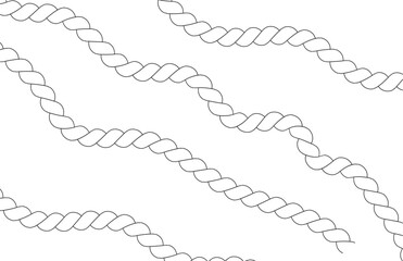  Different-thickness ropes set for decoration. Vector isolated on white background.