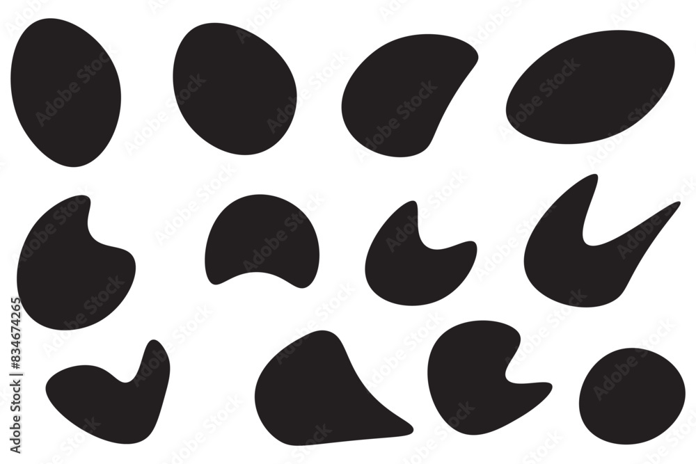 Poster amoeba, irregular blob shape vector illustration set