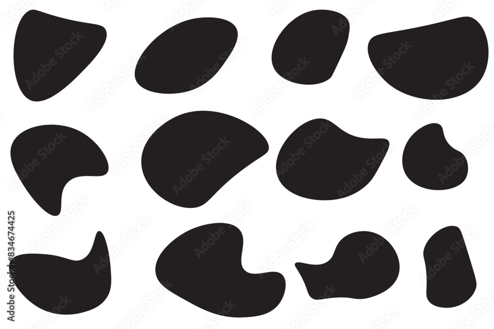 Poster amoeba, irregular blob shape vector illustration set