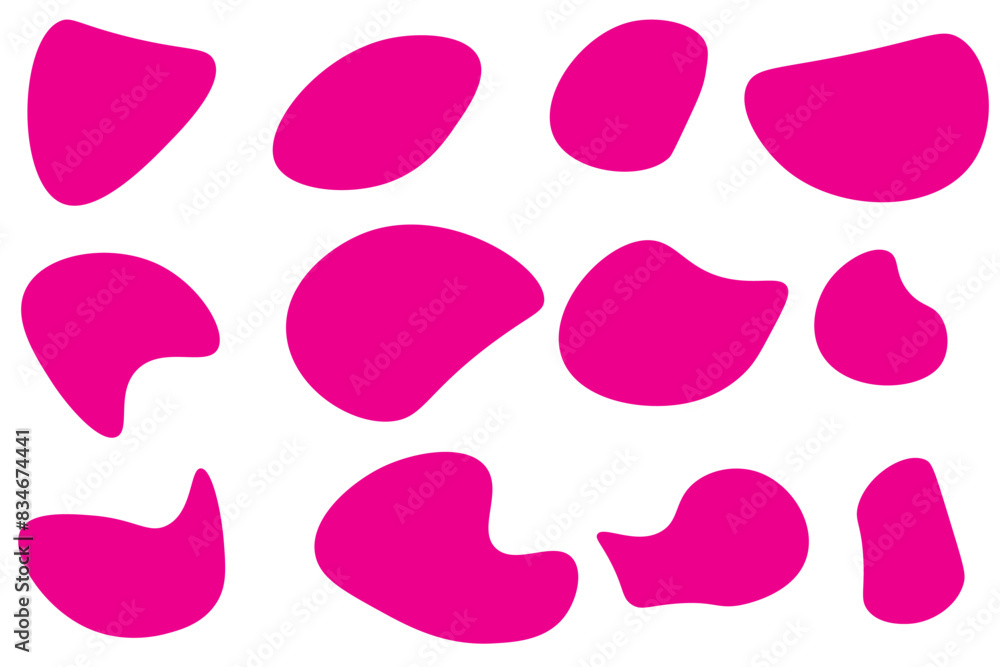 Poster amoeba, irregular blob shape vector illustration set