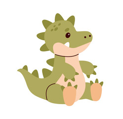 Cute crocodile baby illustration image. Use it for happy birthday invitation cards, children's book covers, banner, poster. Flat vector illustration.