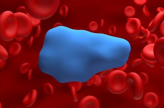 Norepinephrine (NE) [noradrenaline (NA)] molecule in the blood flow - closeup view 3d illustration