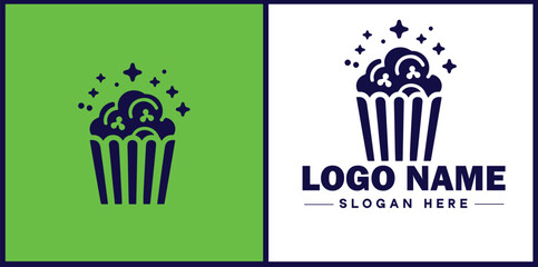 popcorn icon Popping corn Popped corn flat logo sign symbol editable vector