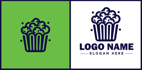 popcorn icon Popping corn Popped corn flat logo sign symbol editable vector