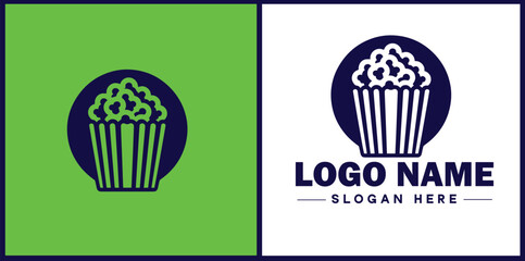 popcorn icon Popping corn Popped corn flat logo sign symbol editable vector