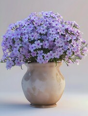 Decorative Pot with Blooming Phlox Flowers in Pastel Colors