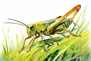 Fototapeta premium A watercolor of a grasshopper