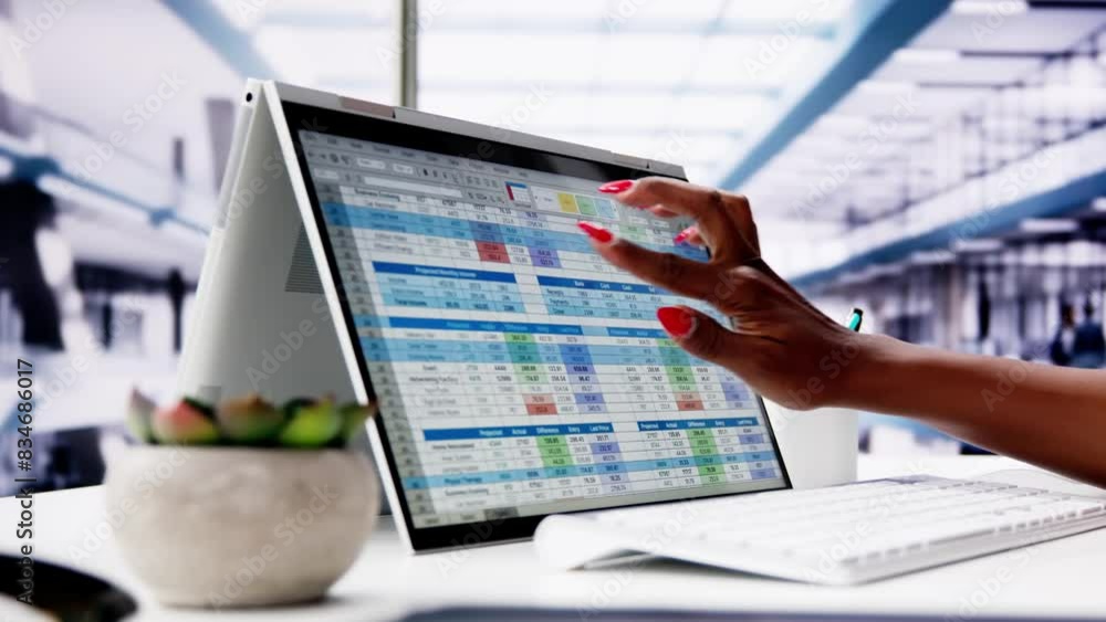 Aufkleber computer spreadsheet data analyst woman