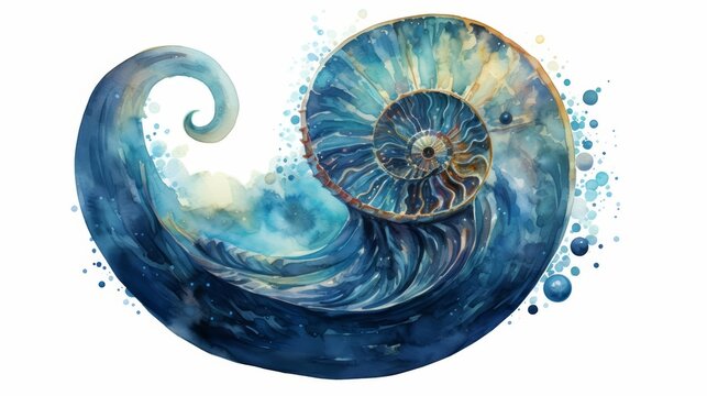 recommend clip art: A watercolor of a nautilus
