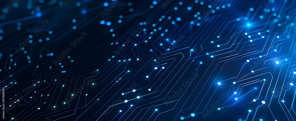 Poster abstract blue circuit board background vector presentation design with dots and lines, technology ba