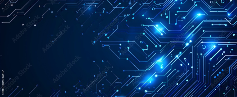 Aufkleber abstract blue circuit board background vector presentation design with dots and lines, technology ba