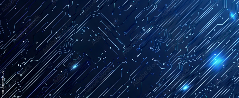 Poster abstract blue circuit board background vector presentation design with dots and lines, technology ba
