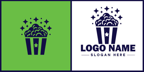 popcorn icon Popping corn Popped corn flat logo sign symbol editable vector