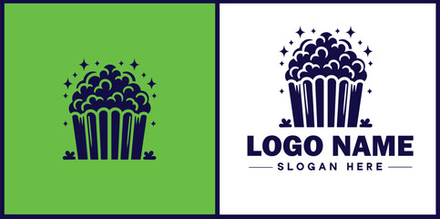 popcorn icon Popping corn Popped corn flat logo sign symbol editable vector
