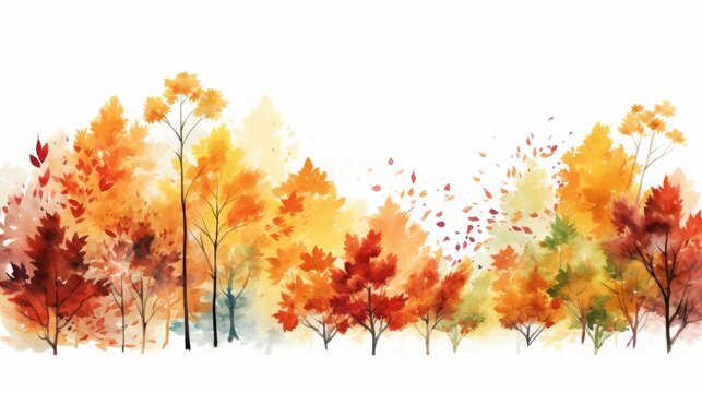A watercolor of autumn leaves