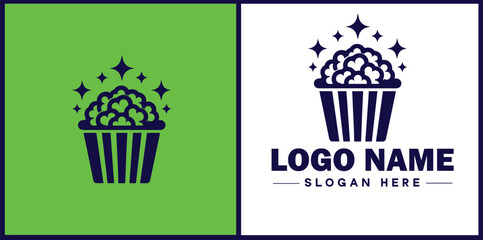 popcorn icon Popping corn Popped corn flat logo sign symbol editable vector