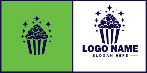 popcorn icon Popping corn Popped corn flat logo sign symbol editable vector