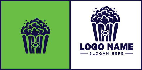 popcorn icon Popping corn Popped corn flat logo sign symbol editable vector