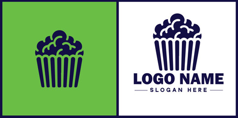 popcorn icon Popping corn Popped corn flat logo sign symbol editable vector