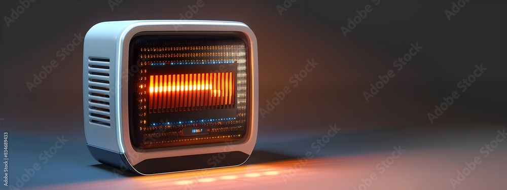 Aufkleber sleek 3d rendered smart space heater with digital controls and led display