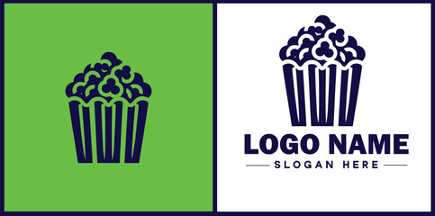 popcorn icon Popping corn Popped corn flat logo sign symbol editable vector