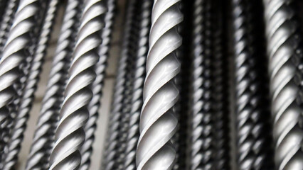 Many hanging long steel drills
