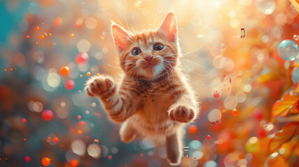 Joyful Cat in Colorful Confetti