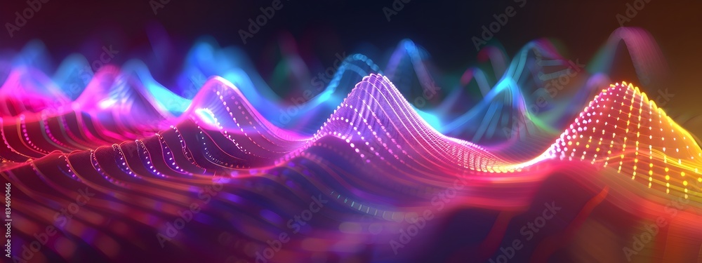Poster vibrant frequency spectrum a captivating 3d rendered visualization of the electromagnetic spectrum