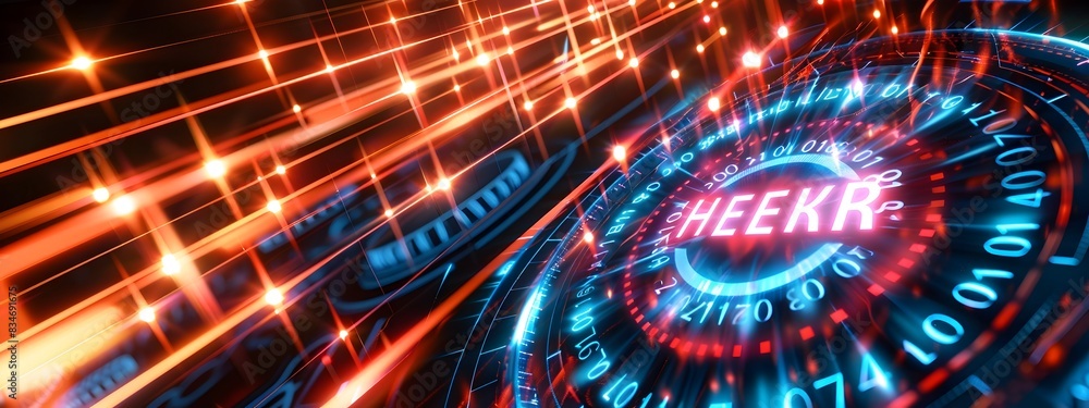 Poster digital hertz symbol representing frequency levels with numerical values