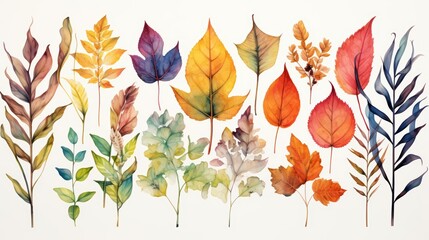 Obraz premium A watercolor of pressed leaves