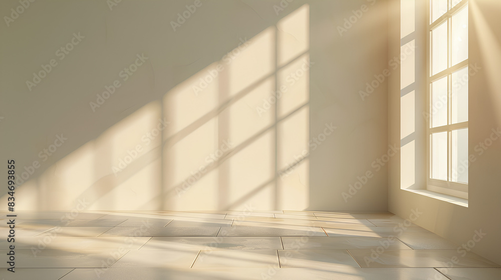 Poster minimalistic abstract simple gentle light beige background for product presentation with light and b