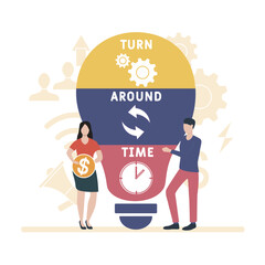 TAT - Turn Around Time acronym. business concept background. vector illustration concept with keywords and icons. lettering illustration with icons for web banner, flyer