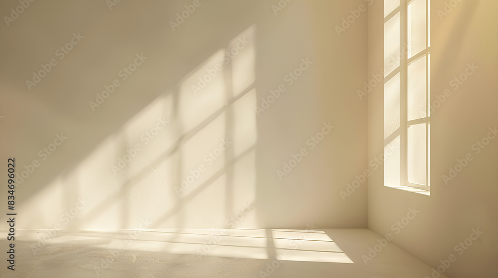 Poster minimalistic abstract simple gentle light beige background for product presentation with light and b