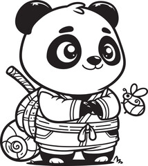 panda coloring page vector © Ragil