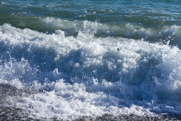 Sea wave crashing on the shore