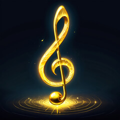 golden treble clef on black