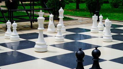 big figures on the chessboard outside
