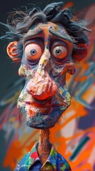 Fototapeta premium 3D illustration of caricatures in editorial style, featuring exaggerated facial features and humorous expressions, rendered with bold lines and vibrant colors, presented in a dynamic 9:16 aspect
