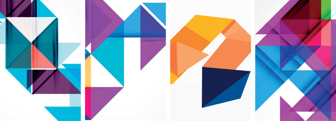 Fototapeta premium Triangle poster set for wallpaper, business card, cover, poster, banner, brochure, header, website
