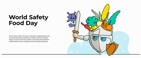 Continuous one line design of Food hygiene .Minimalist style vector illustration on white background.