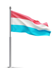 Flag of Luxembourg isolated on white background. 3d-rendering