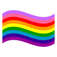 2017 Gilbert Baker Rainbow Pride Flag 9 Stripes Wavy and Isolated in White